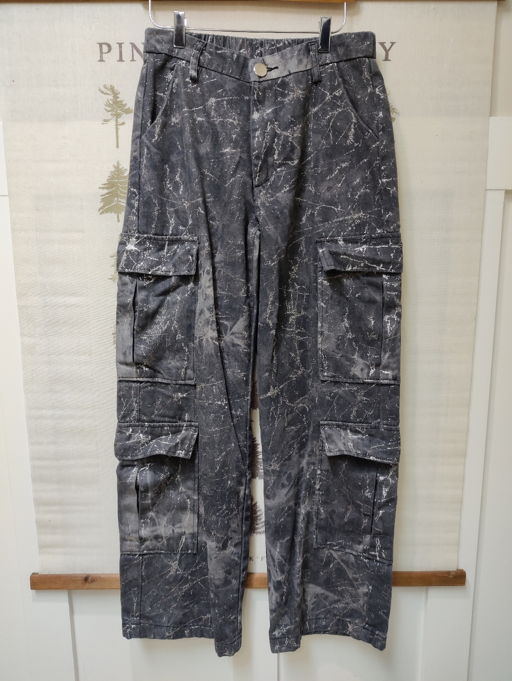 Fashion Nova Metallic Washed Cargo Pants Size Medium Utility Streetwear